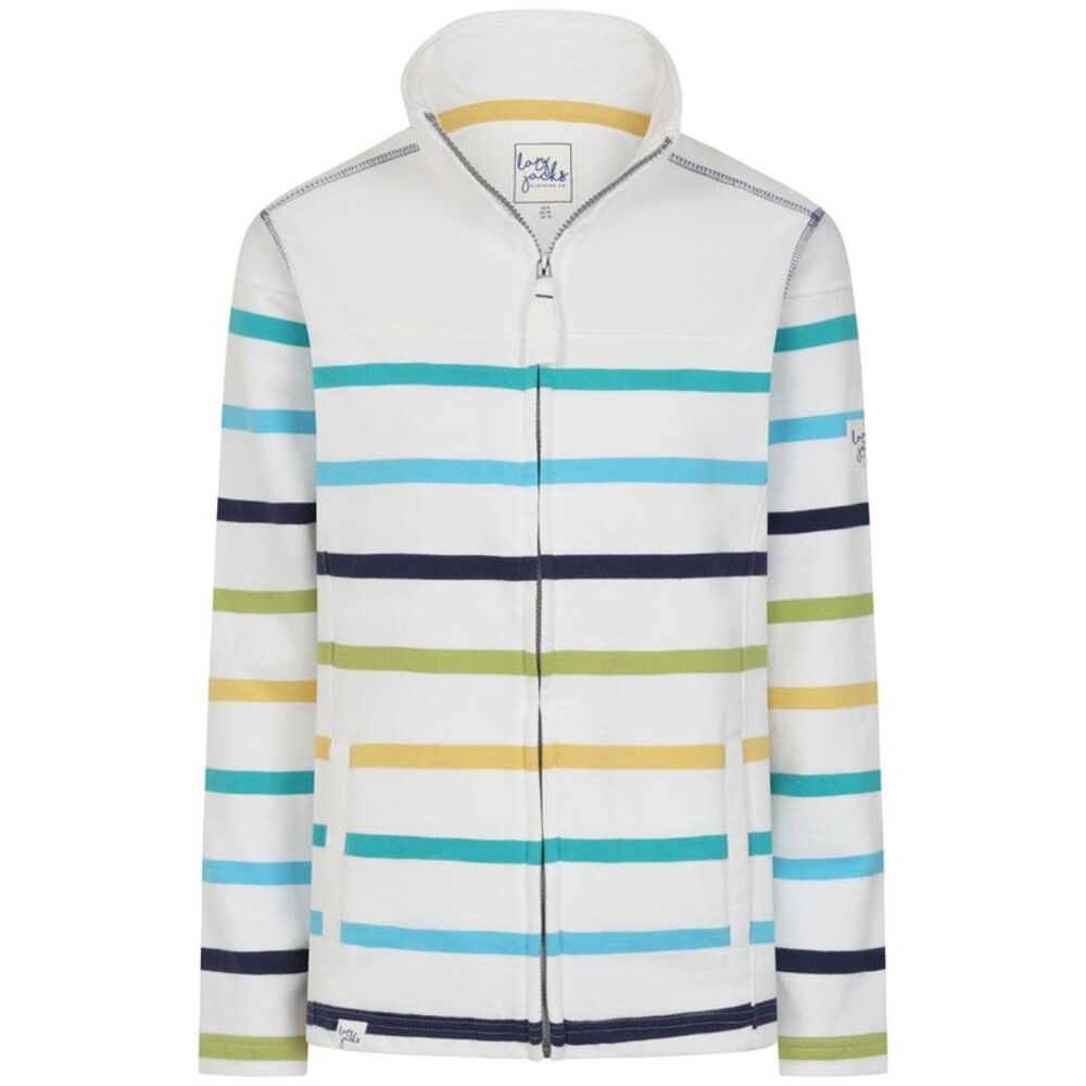 Lazy Jacks Womens/Ladies Striped Full Zip Sweatshirt / White/Green
